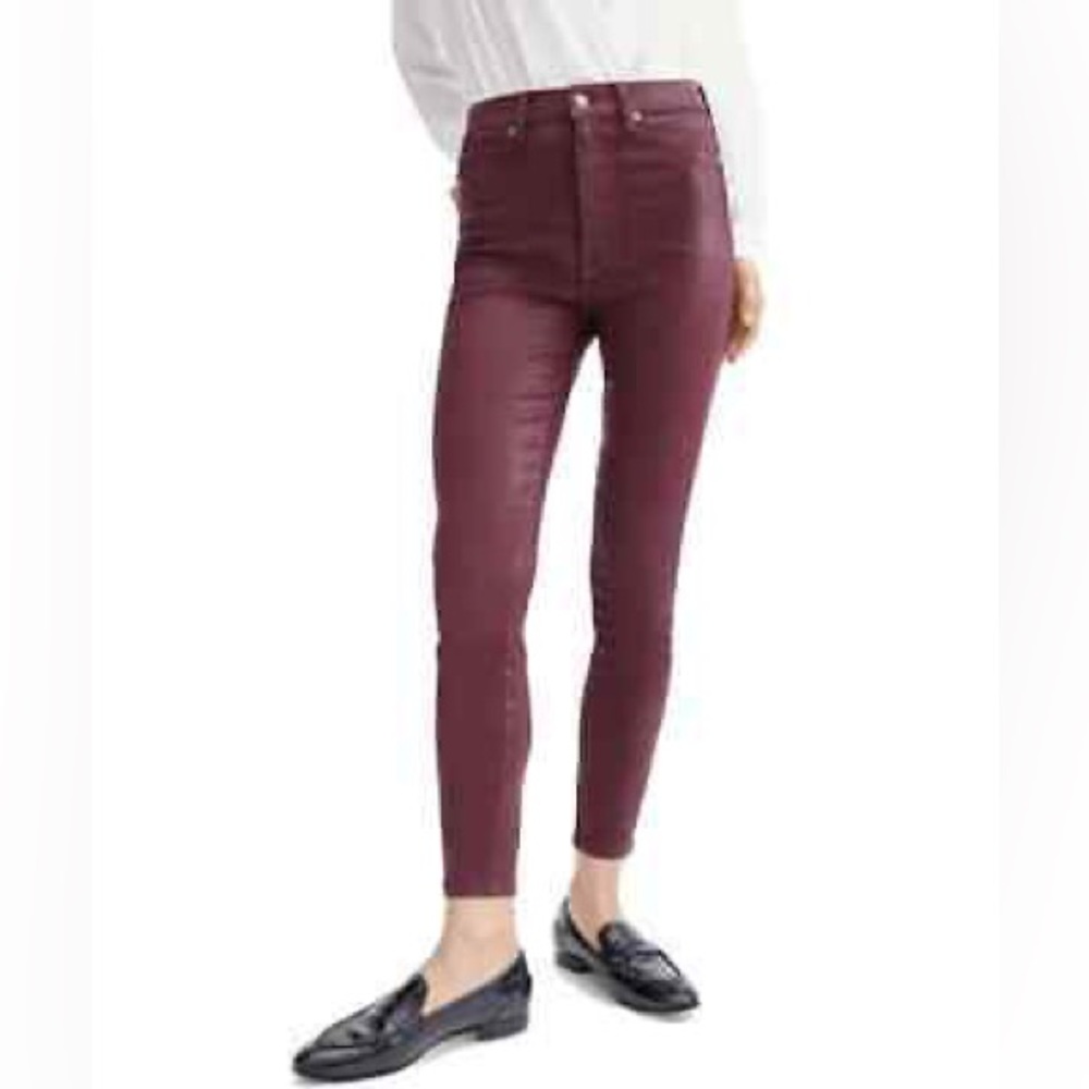 NWT High Waist Coated Skinny Jeans‎ Women’s Size 14 Wine Color